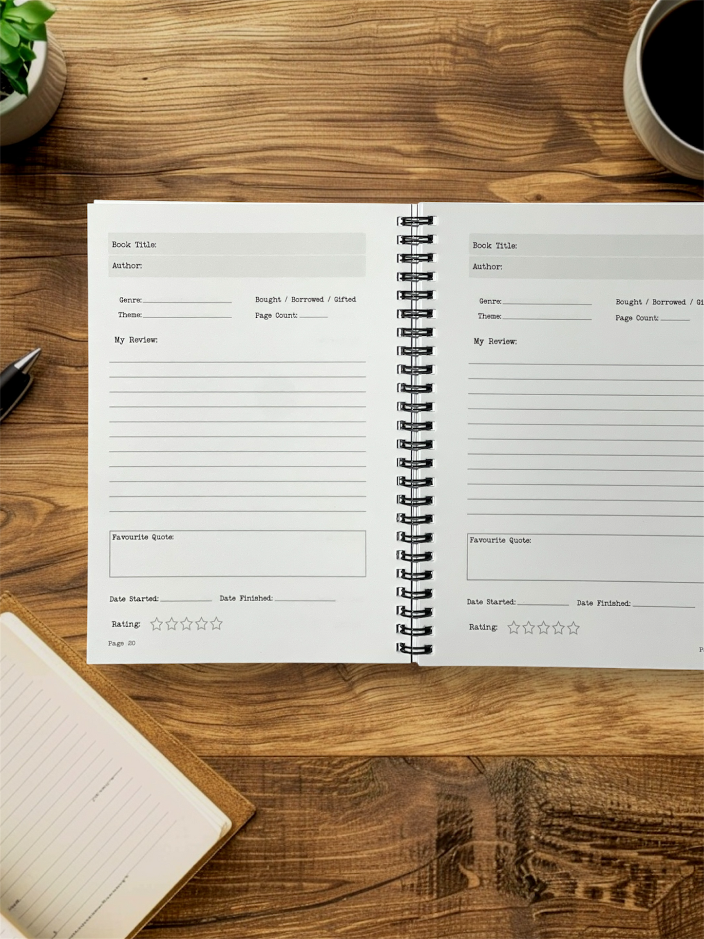 A5 Skull Reading Journal - Wirobound for book reviews and reading tracker