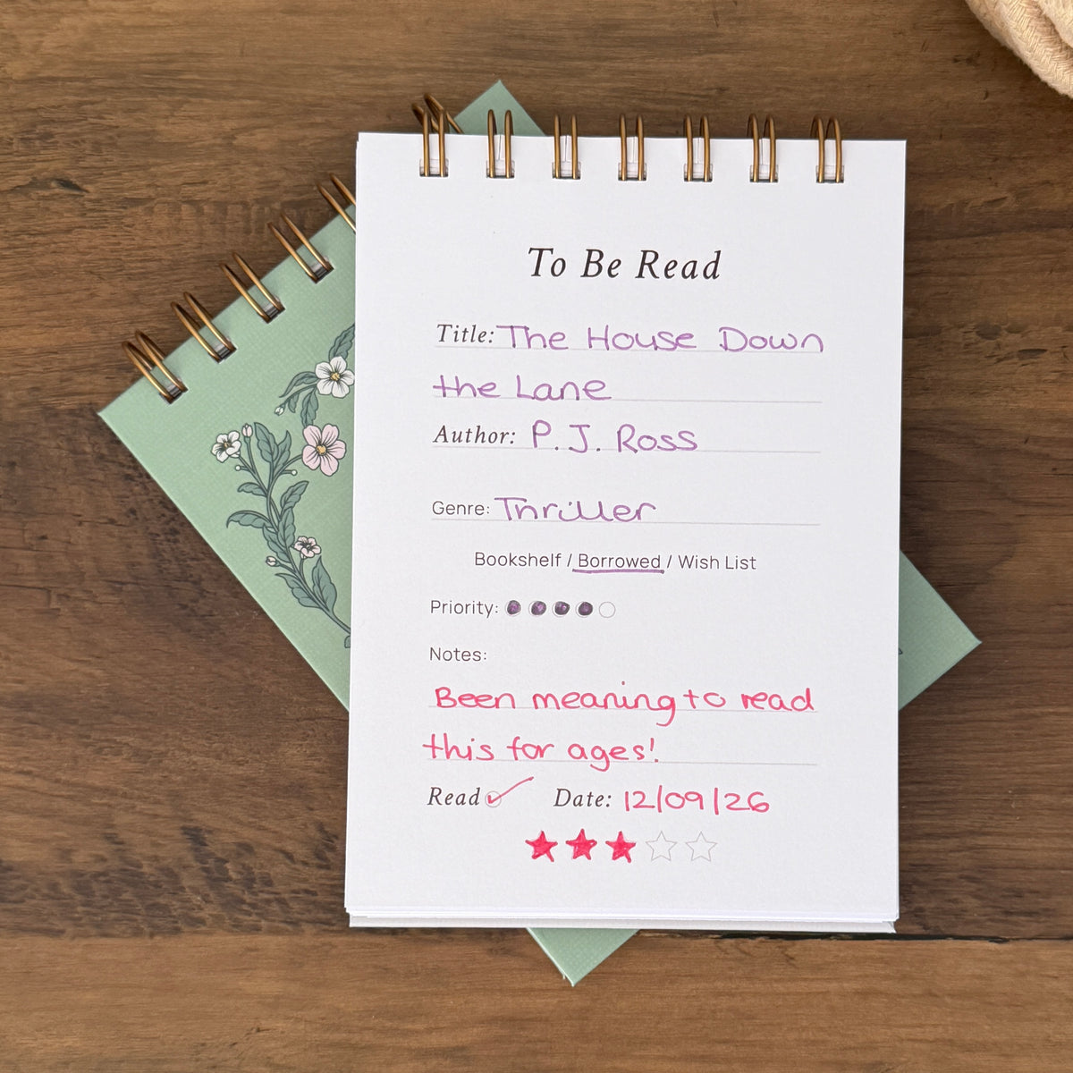 A6 To Be Read Tracker – Hardback Reading List Journal
