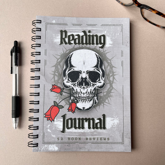 A5 Skull Reading Journal - Wirobound for book reviews and reading tracker